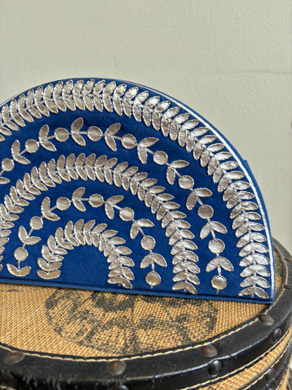 BLUE AND SILVER CLUTCH