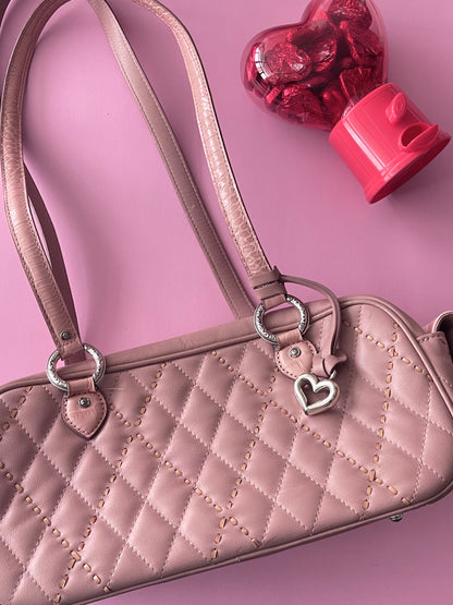 BRIGHTON PINK LEATHER HEART HANDBAG