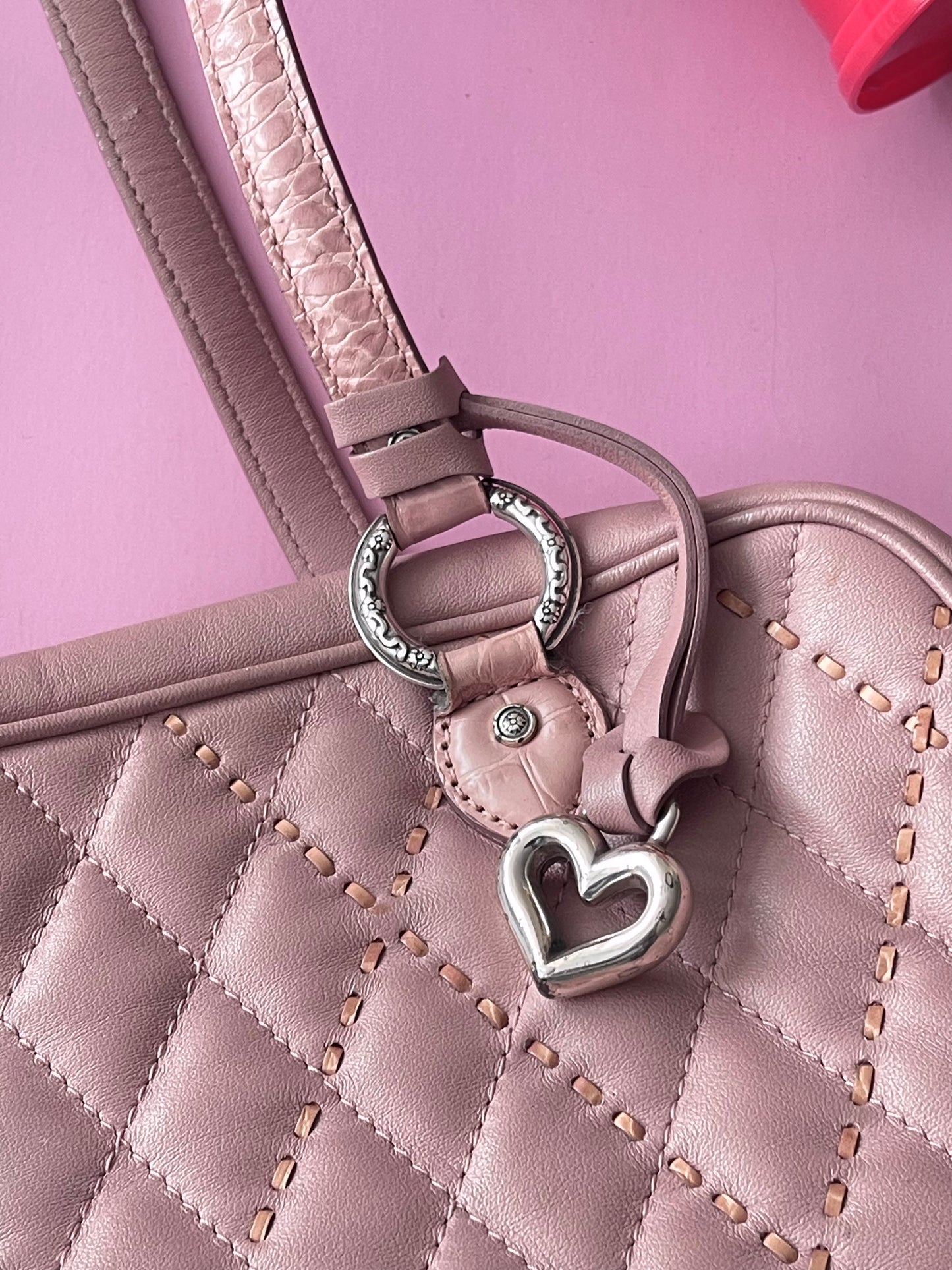 BRIGHTON PINK LEATHER HEART HANDBAG