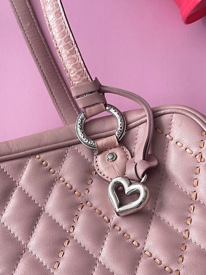 BRIGHTON PINK LEATHER HEART HANDBAG