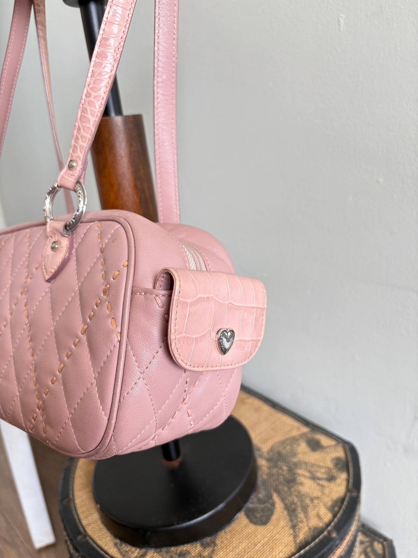 BRIGHTON PINK LEATHER HEART HANDBAG