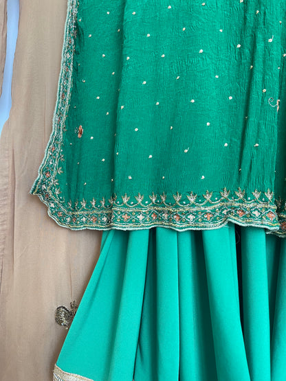 BROWN AND GOLD LEHENGA
