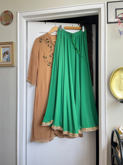 BROWN AND GOLD LEHENGA