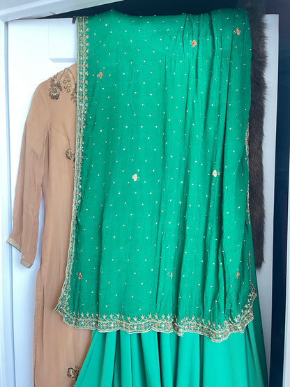 BROWN AND GOLD LEHENGA