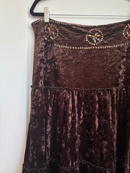 BROWN VELVET SKIRT - XL