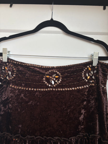 BROWN VELVET SKIRT - XL