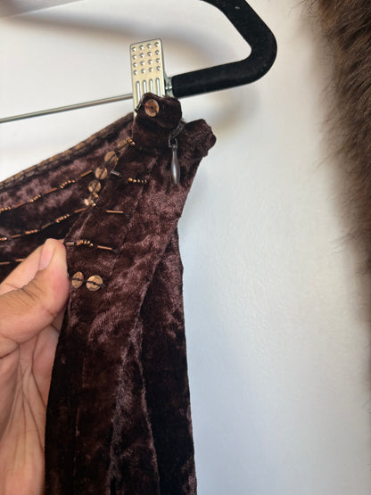 BROWN VELVET SKIRT - XL