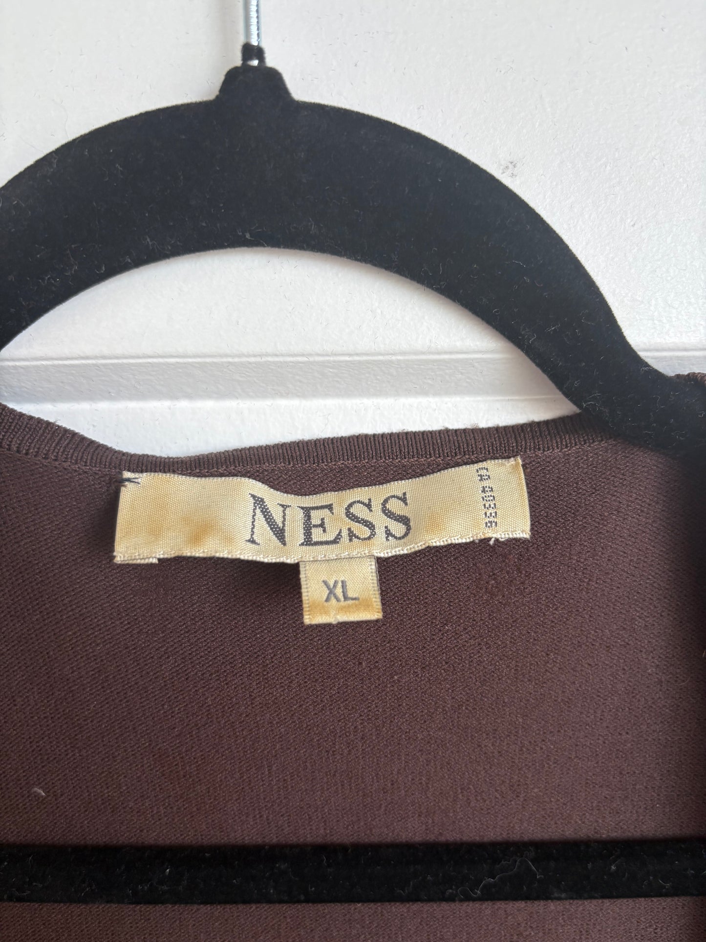 BROWN VINTAGE RIBBED LONG SLEEVE TOP - XL