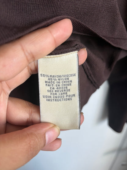 BROWN VINTAGE RIBBED LONG SLEEVE TOP - XL