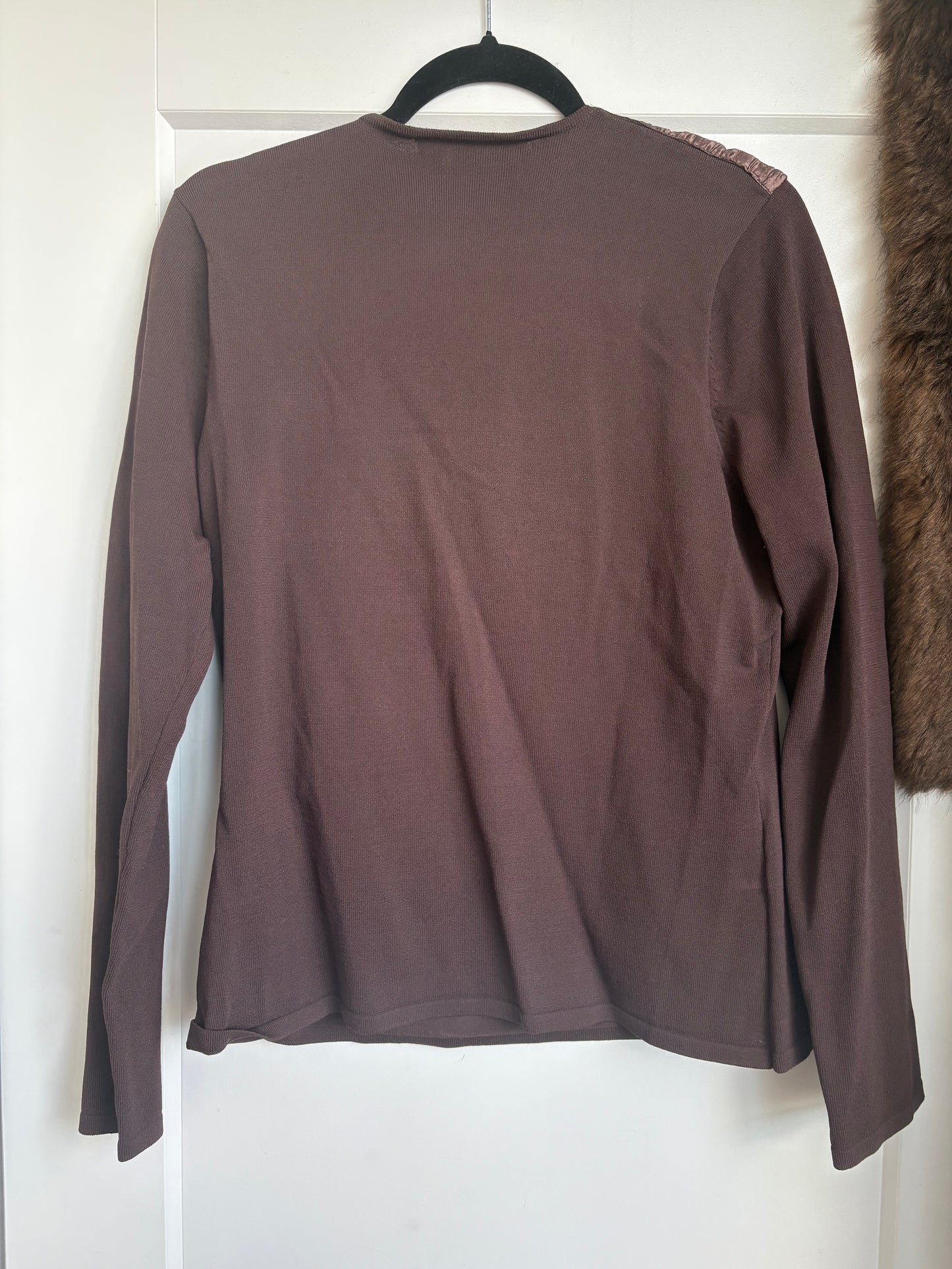 BROWN VINTAGE RIBBED LONG SLEEVE TOP - XL