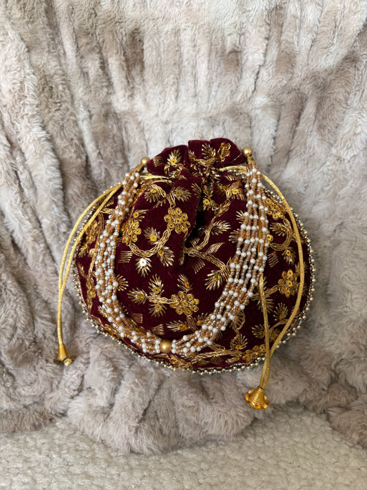 BURGUNDY POTLI BAG