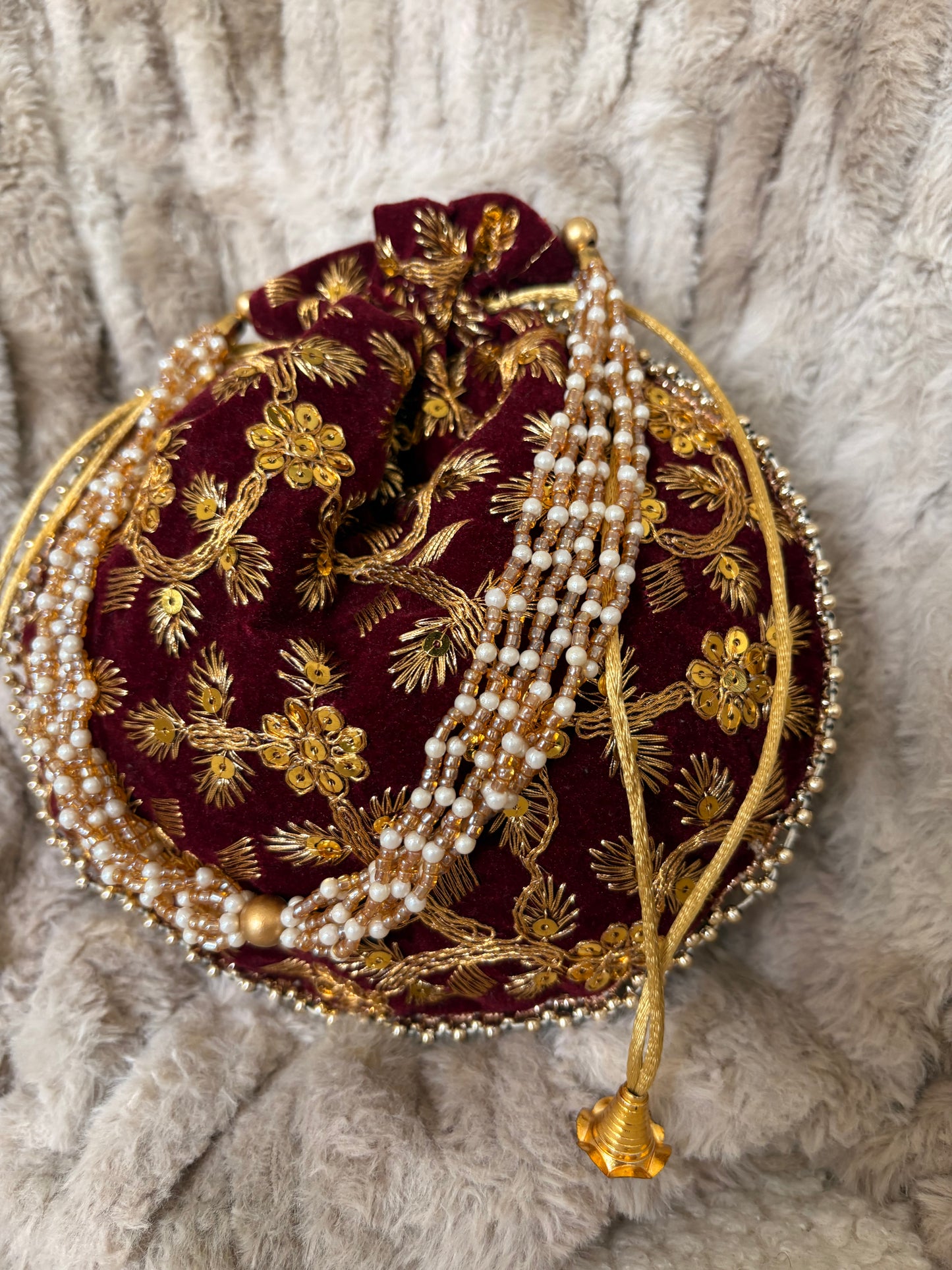 BURGUNDY POTLI BAG