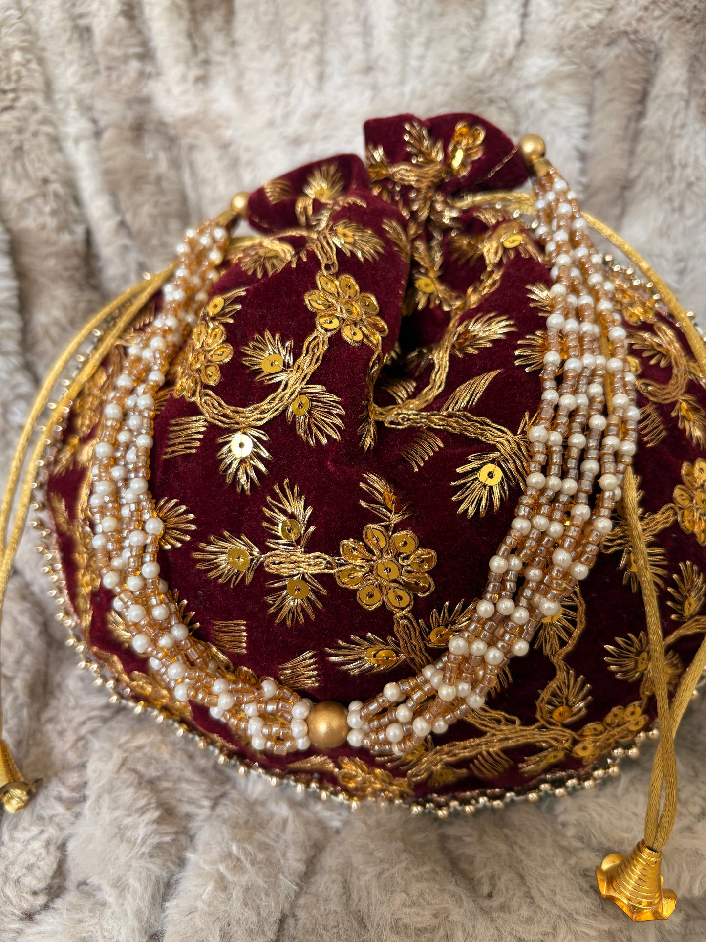 BURGUNDY POTLI BAG
