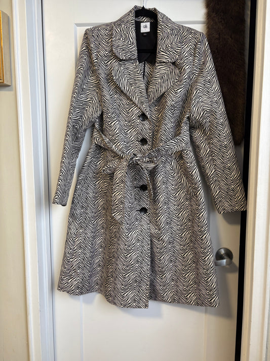 CABI 007 ZEBRA PRINT TRENCH COAT