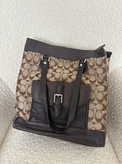 COACH CHARLIE SIGNATURE PYTHON EMBOSSED TOTE