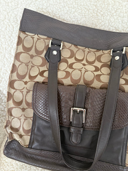 COACH CHARLIE SIGNATURE PYTHON EMBOSSED TOTE