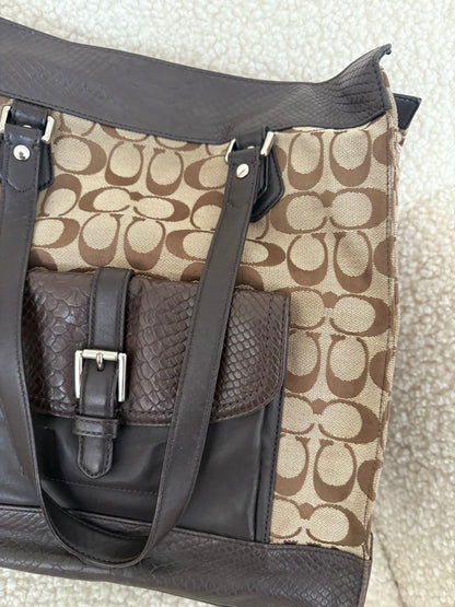 COACH CHARLIE SIGNATURE PYTHON EMBOSSED TOTE