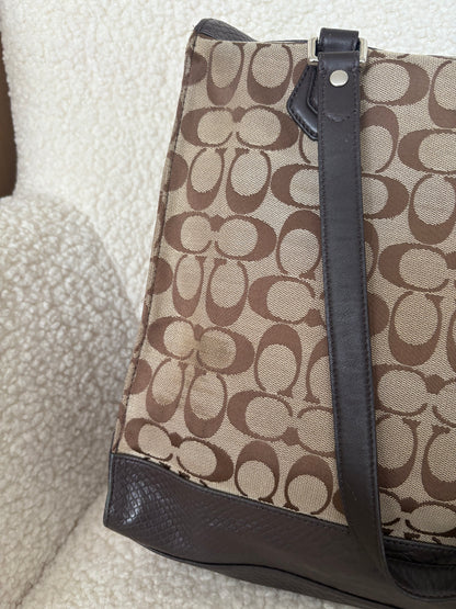 COACH CHARLIE SIGNATURE PYTHON EMBOSSED TOTE