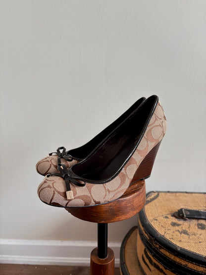 COACH MONOGRAMMED WEDGE HEELS