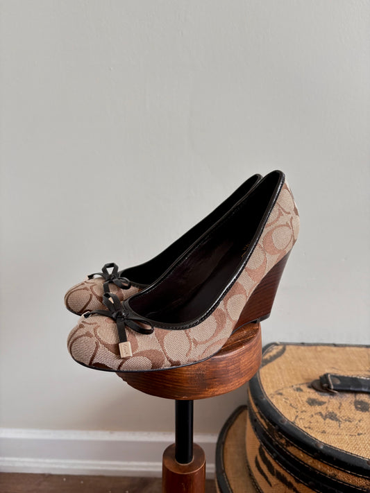 COACH MONOGRAMMED WEDGE HEELS