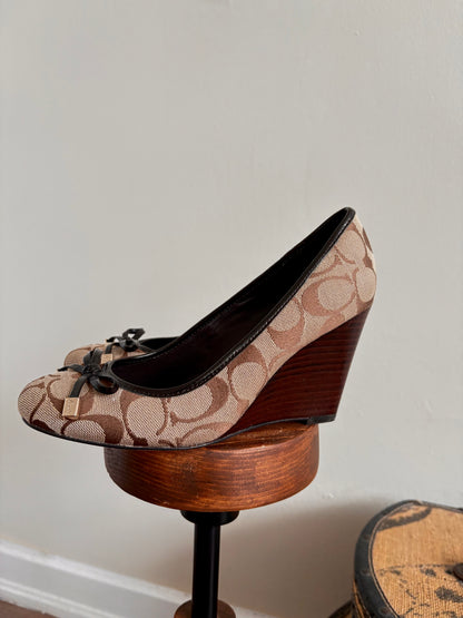 COACH MONOGRAMMED WEDGE HEELS