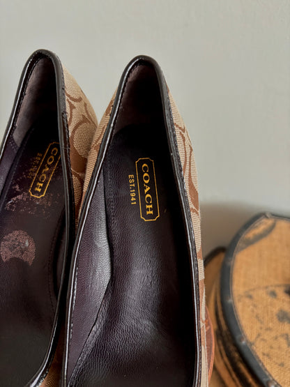 COACH MONOGRAMMED WEDGE HEELS