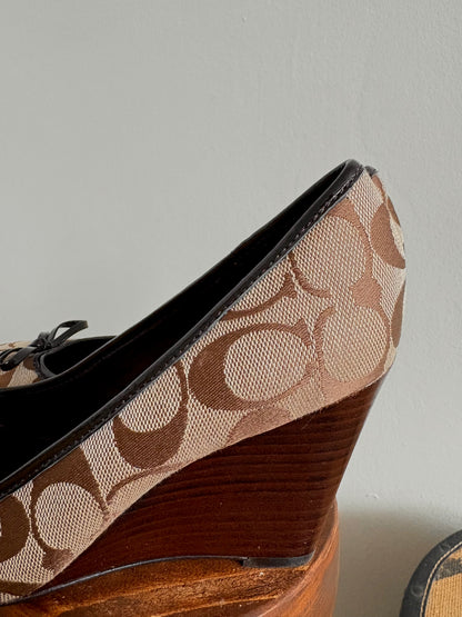 COACH MONOGRAMMED WEDGE HEELS