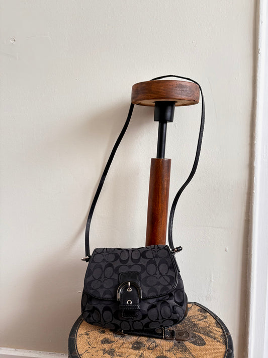 COACH SIGNATURE BLACK JACQUARD CROSSBODY PURSE