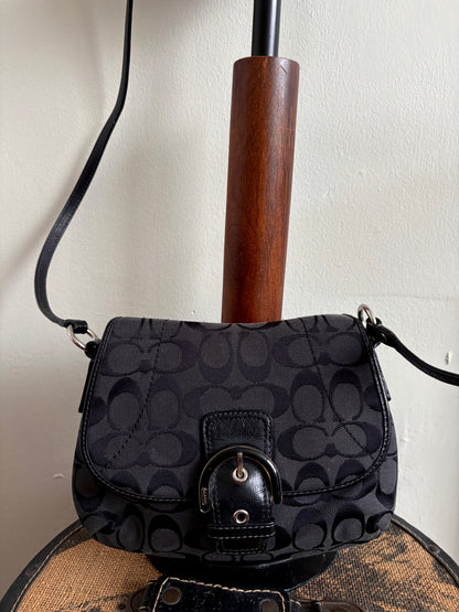 COACH SIGNATURE BLACK JACQUARD CROSSBODY PURSE