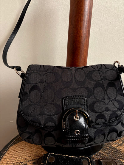 COACH SIGNATURE BLACK JACQUARD CROSSBODY PURSE