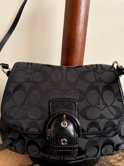 COACH SIGNATURE BLACK JACQUARD CROSSBODY PURSE