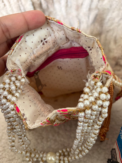 CREAM POTLI BAG