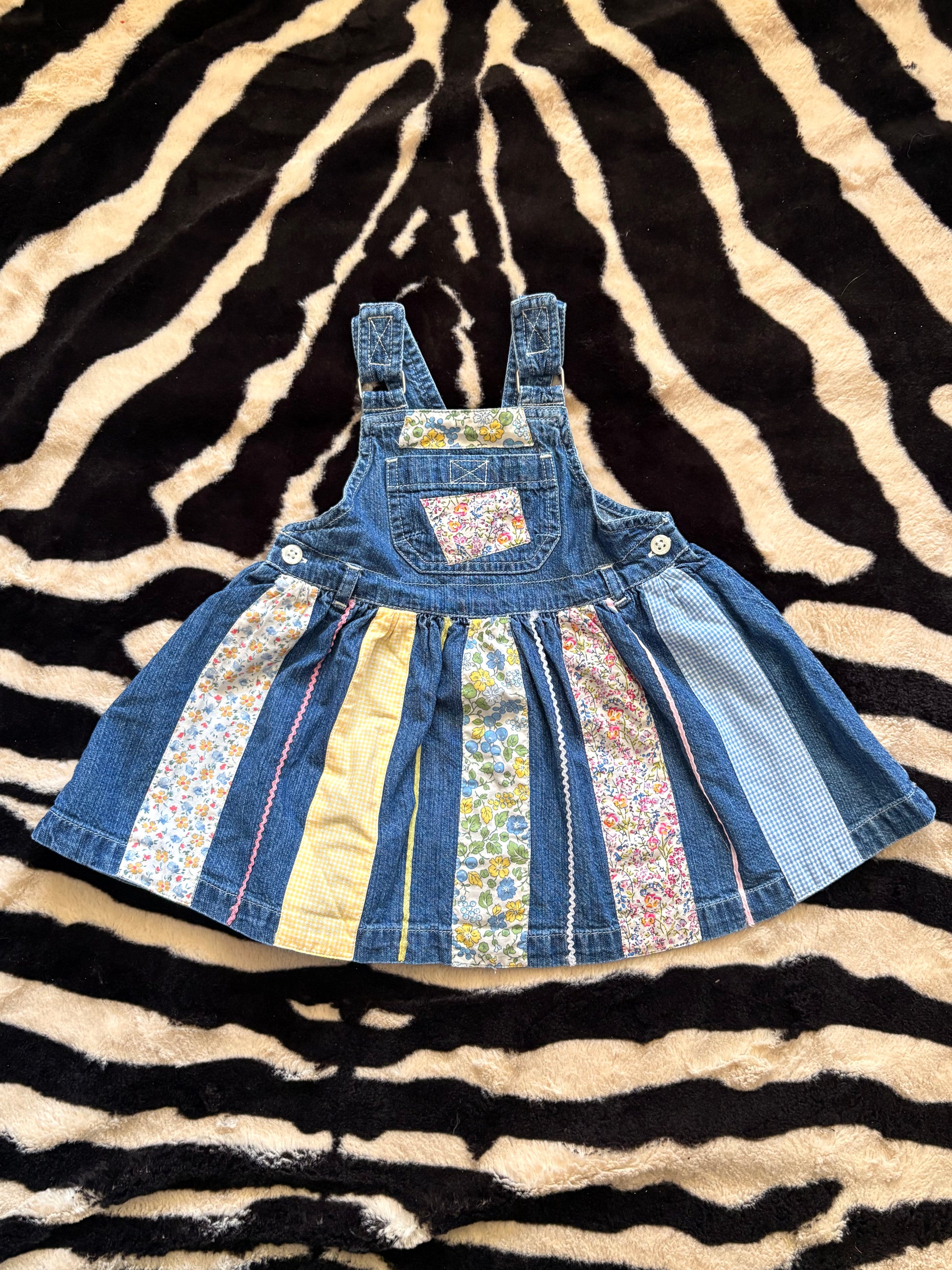 DENIM BABY GAP OVERALL PATCHWORK DRESS