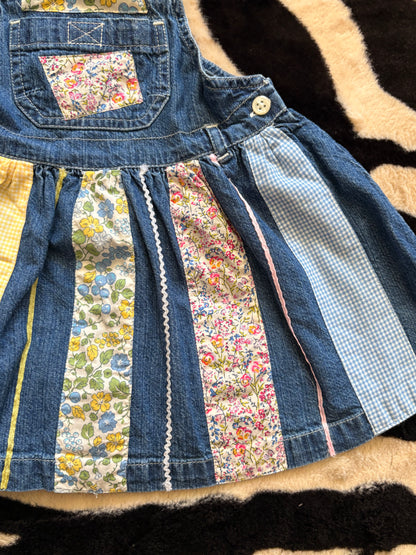 DENIM BABY GAP OVERALL PATCHWORK DRESS - 6-12M