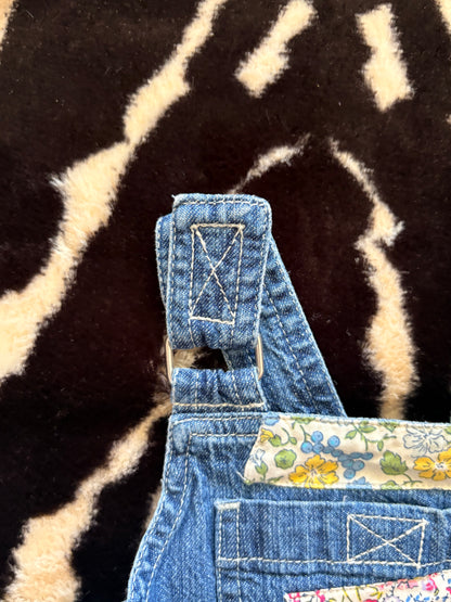 DENIM BABY GAP OVERALL PATCHWORK DRESS - 6-12M