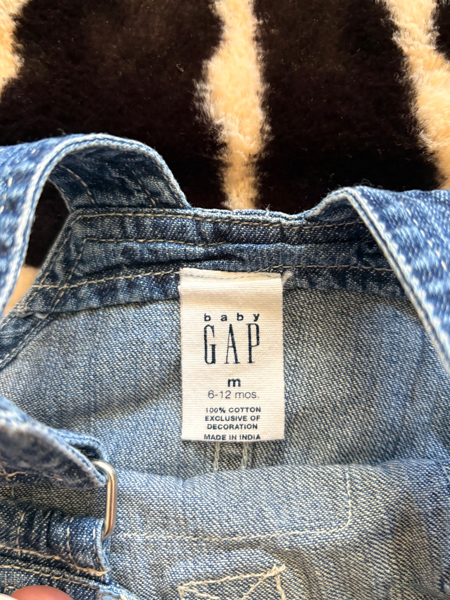DENIM BABY GAP OVERALL PATCHWORK DRESS - 6-12M
