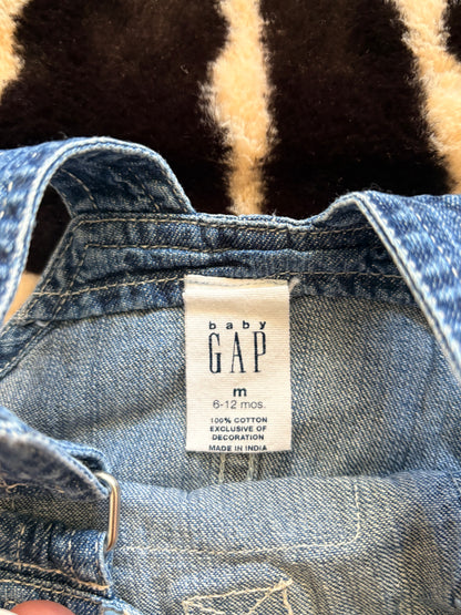 DENIM BABY GAP OVERALL PATCHWORK DRESS - 6-12M