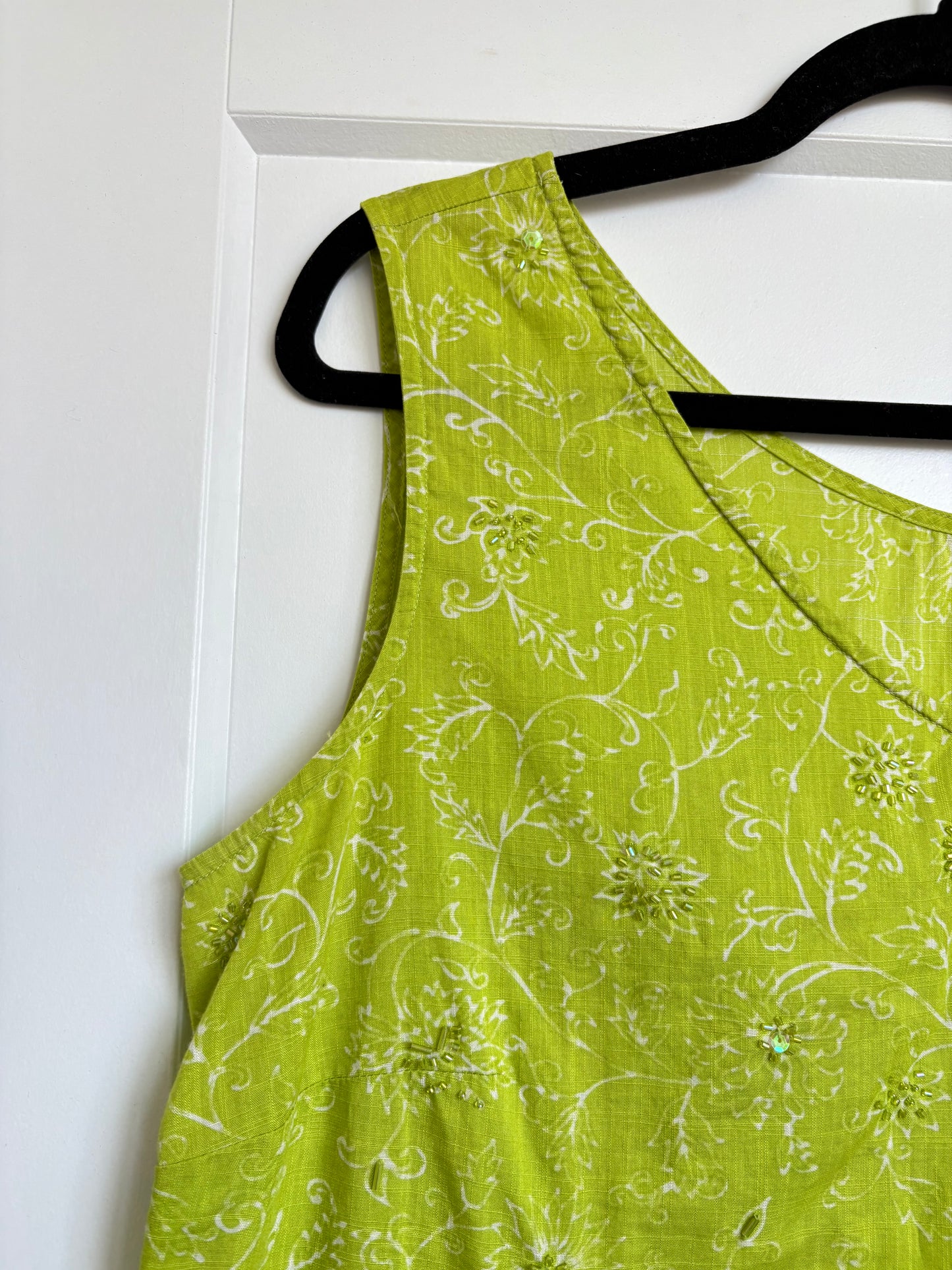FLORAL AND BEADED EDDIE BAUER TANK TOP