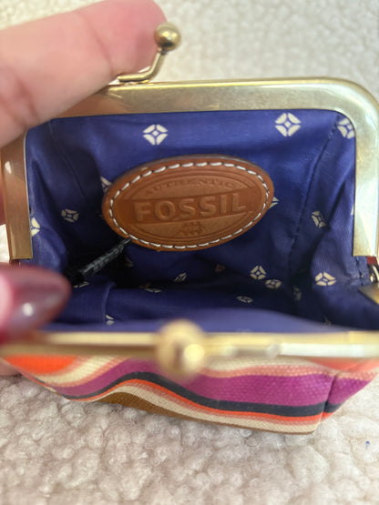 FOSSIL LEATHER RAINBOW STRIPPED COIN PURSE
