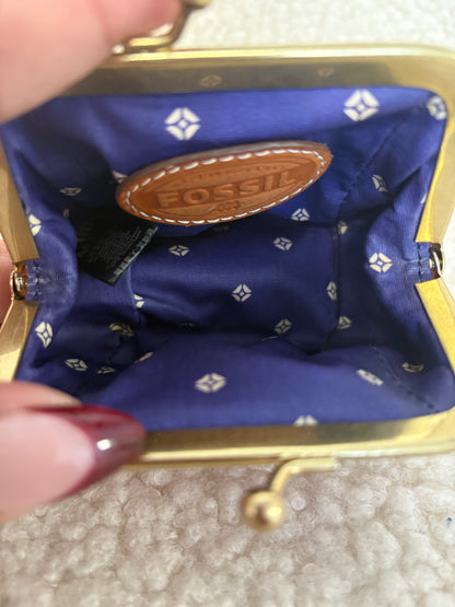 FOSSIL LEATHER RAINBOW STRIPPED COIN PURSE