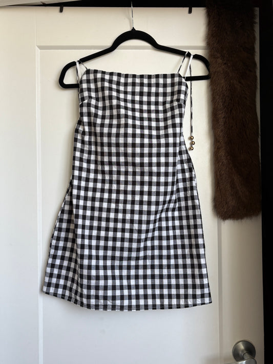 GINGHAM MINI DRESS - XS