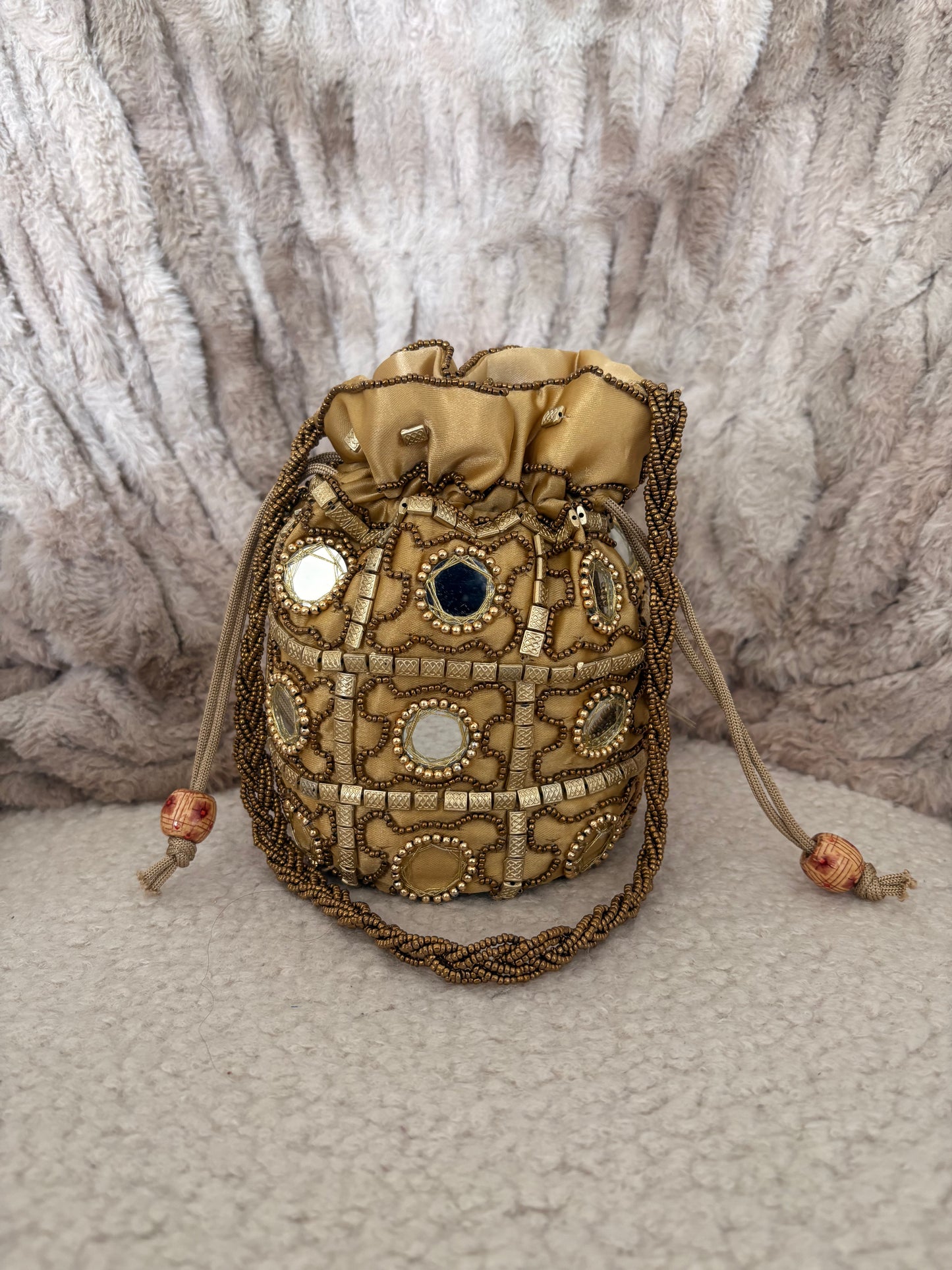 GOLD MIRROR WORK POTLI BAG