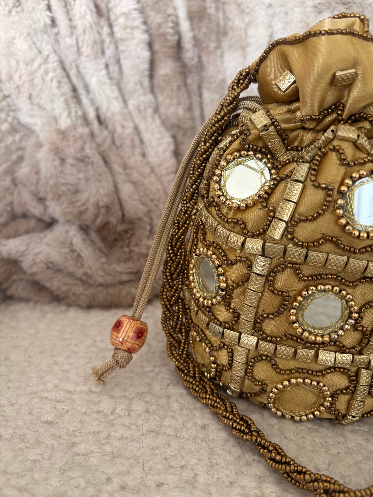 GOLD MIRROR WORK POTLI BAG