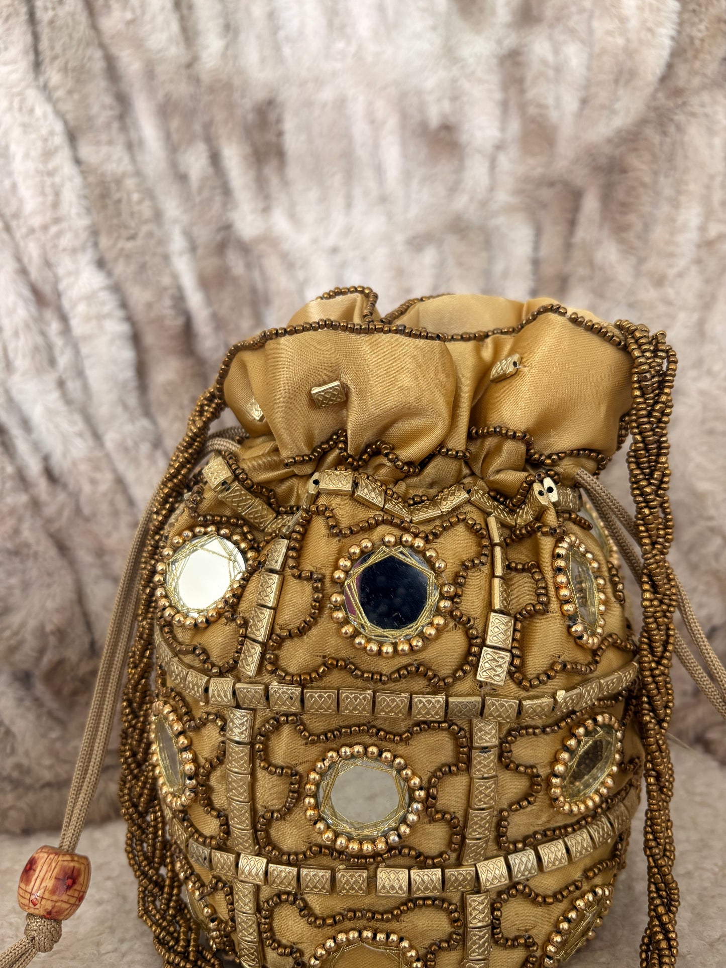 GOLD MIRROR WORK POTLI BAG