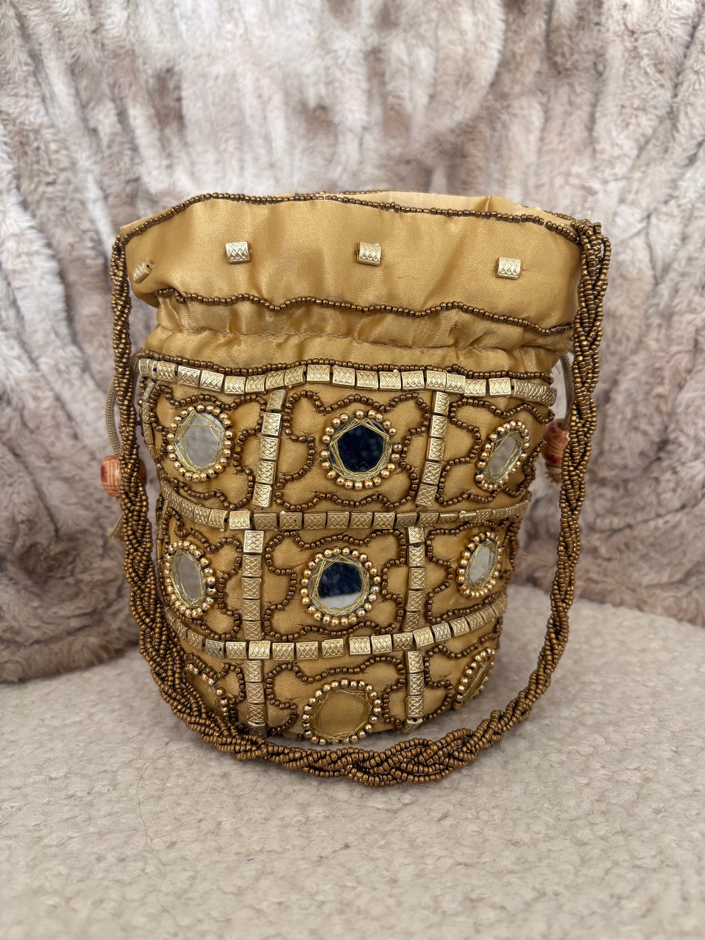 GOLD MIRROR WORK POTLI BAG
