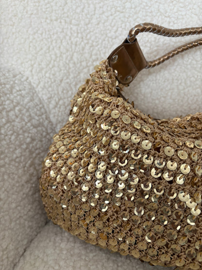 GOLD SEQUIN SHOULDER BAG