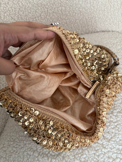 GOLD SEQUIN SHOULDER BAG