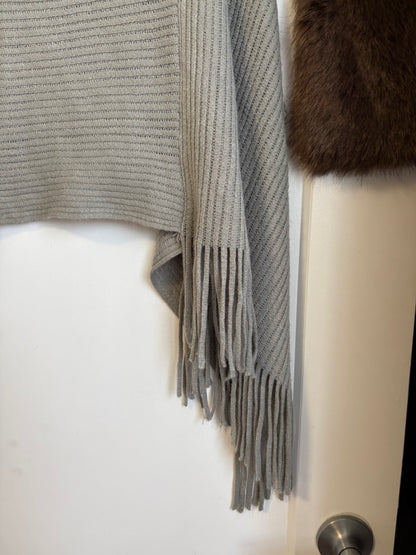 GREY FRINGE PONCHO