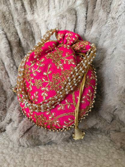 HOT PINK POTLI BAG