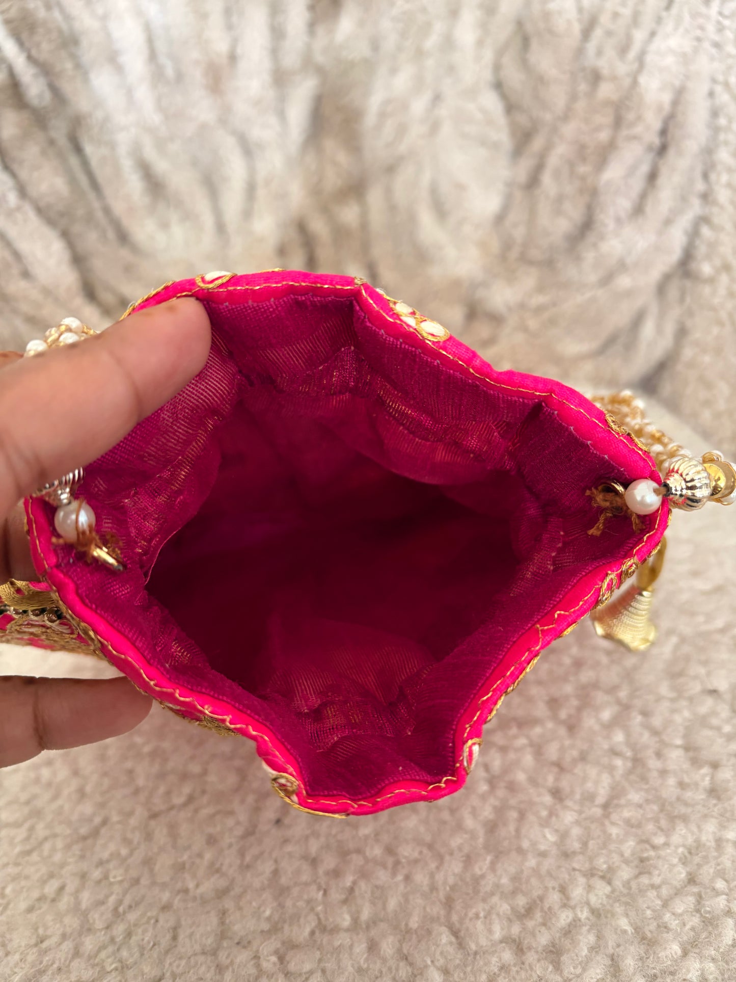 HOT PINK POTLI BAG